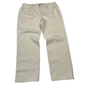 Lands' End Mid Rise Straight Leg Jeans Womens Plus Size 20W Winter White Stretch